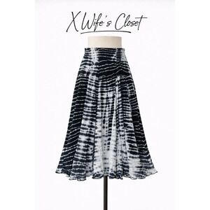 Hard Tail Forever Vintage Tie Dye Foldover Long Skirt Black & White Size Large